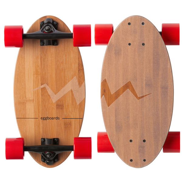 【希少】Eggboardsエッグボード ミニクルーザー竹製デッキ 赤ウィール EggboardsMiniLongboardClearGri